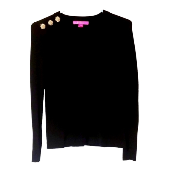 Lilly Pulitzer Morgan Jeweled  Black Long Sleeve Sweater Size XXS  Pre loved - Picture 2 of 9